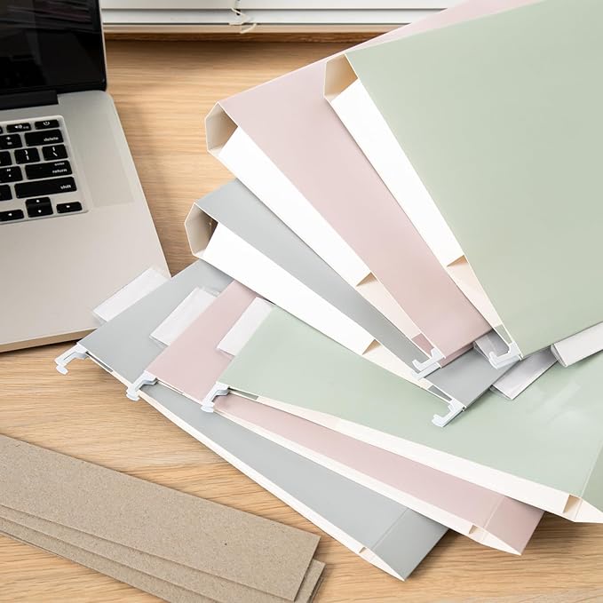 Y YOMA Legal Size - 6 Pack Extra Capacity Hanging File Folders Accordion Decorative Reinforced File Folder Cute Colored Expandable Folder for Office Home with 1/5-Cut Adjustable Tabs, Morandi Color