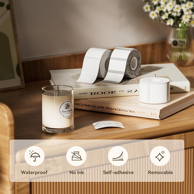 NIIMBOT Labels 3 Rolls Set for B1/B21/B31 Sticker Printer, 50x50mm (1.97'' x 1.97'') 150 Labels/Roll, Refill Labeling Tape for Home School Office Small Business (White Round)