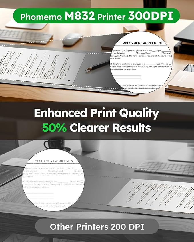 Phomemo Portable Printers Wireless for Travel, Inkless Portable Thermal Printer for Phone Laptop, Support 8.5'' x 11'' US Letter and A4 Szie, Bluetooth Mobile Printers for Vehicle Office Home Use