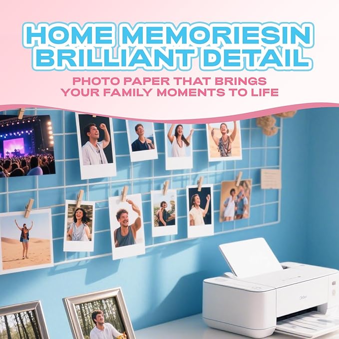 Uinkit 37lb Thin Inkjet Photo Paper 4X6 Inches Professional Glossy 100 Sheets Single Side DIY Chip Bag 135gsm Photos Picture for Inkjet Printer with Dye Ink Brochure (4X6X100)