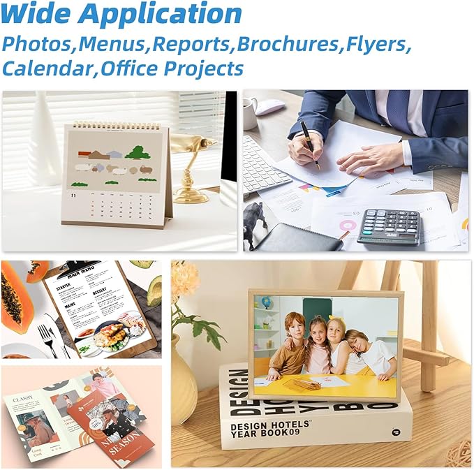 Uinkit Glossy Inkjet Photo Paper 8.5X14 Inches 48lb 100 Sheets Legal Size Professional Glossy Photographic Paper Compatible with Inkjet Printer Use DYE INK 180gsm