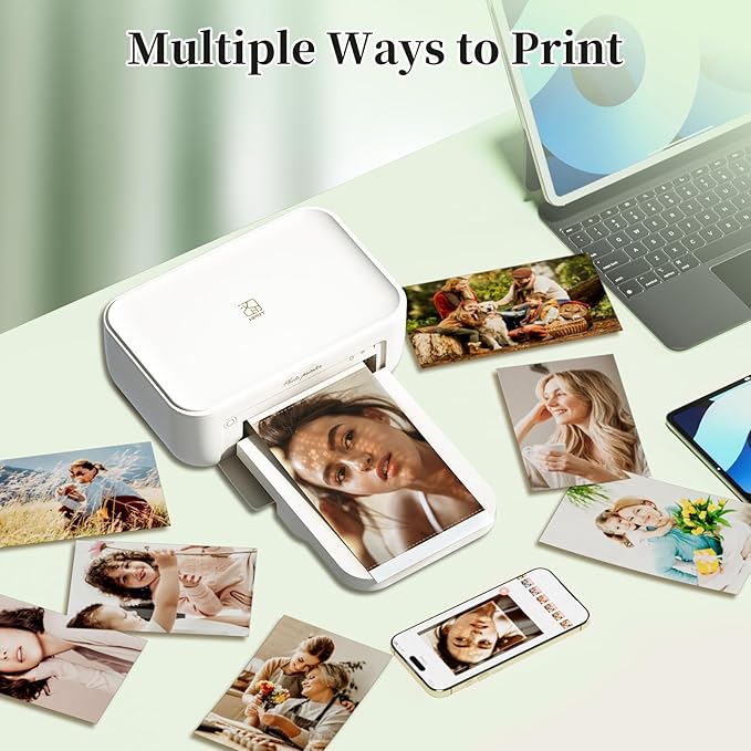 HPRT CP4100 Photo Printer - Portable 4x6 Bluetooth Instant Picture Printer + 108 Sheets & 2 Ribbon, Wi-Fi, Premium Dye Sublimation - 300 DPI Display Resolution - Editing App for Fun, Creative Photos