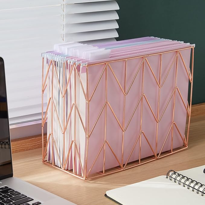 12 Pack Hanging File Folders Filing Cabinet Organizer Letter Size 1/5 Cut Adjustable Tabs Decorative for Home Office School Classroom,Marble……