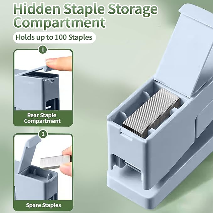 Swing-Arm Desktop Stapler, 360° Rotating Base, 25-Sheet Capacity, Fits 24/6 & 26/6 Staples, Durable Metal Build with Non-Slip Pad for Office & Home Use （Blue）