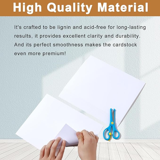 100 Sheets Bright White Cardstock 8.5 x 11 Printer Paper, 200gsm/75lb Thick White Construction Paper Card Stock for Certificates, Menus, Cards Making, Business Cards, School Crafting
