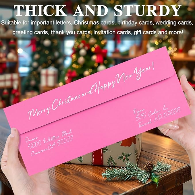 100 Pack Rose #10 Business Envelopes, Standard Envelopes Self Seal, 4 1/8 x 9 1/2 Inch Letter Size Business Mailing Envelopes for Checks Invoices Statements Baby Shower Wedding Birthday