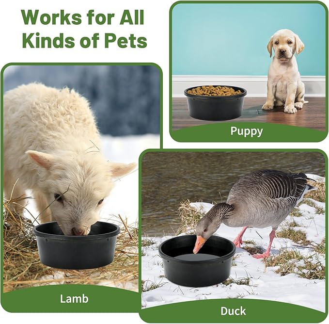 4Pcs Rubber Feed Pan, 1 Gallon Horse Feed Bucket Utility Feed Bucket, 10.6 x 4.1Inches Rubber Bowl Chicken Dust Bath Livestock Water Bowl for Pig Goat Chicken Dogs Farm Small Animal
