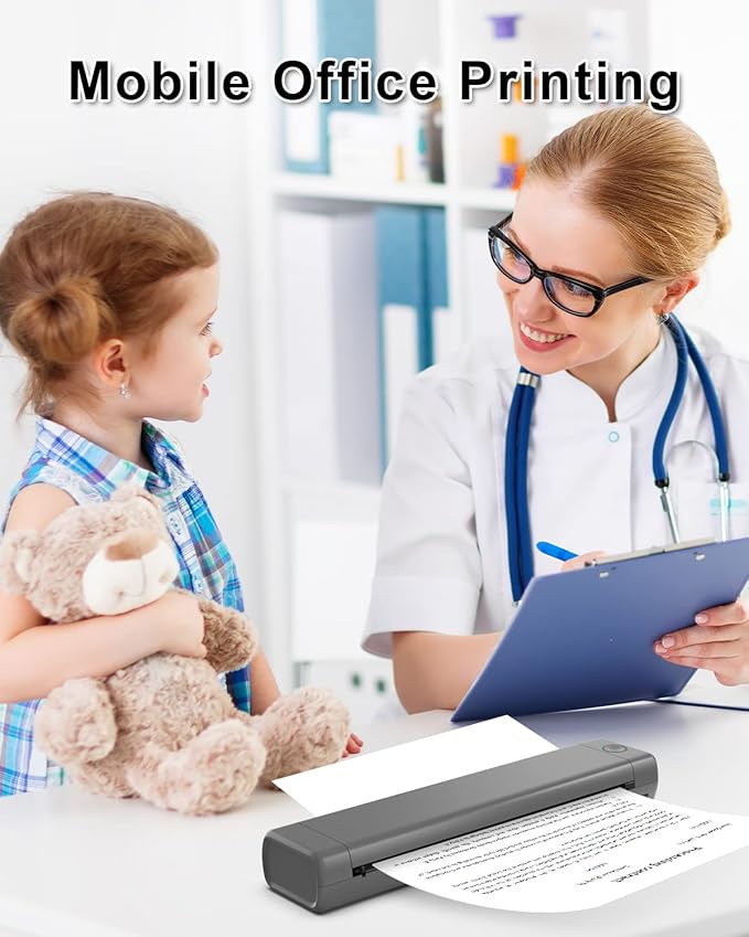 Phomemo Inkless Portable Printer for Travel - Wireless Thermal Printer Compatible with Phone & Laptop, Bluetooth Printers Supports 8.5" X 11" Letter Thermal Paper, Come with Carry Case