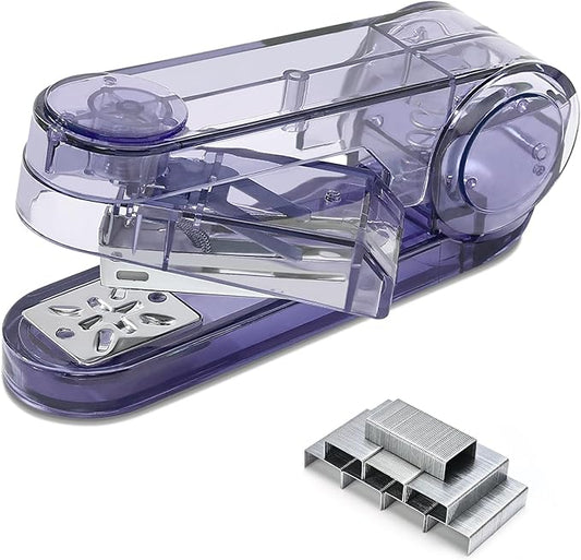 Temiary Swing-Arm Swivel Stapler with 400 Staples, 360 Degree Rotate Desktop Staplers for Booklet or Book Binding, 25 Sheet Capacity for Desk Classroom Office Supplies (Purple)