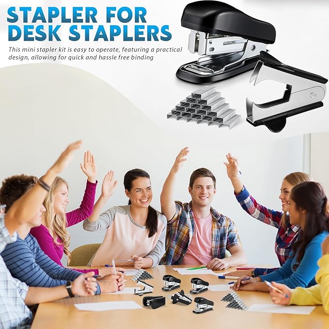 Sherr 20 Pack Mini Staplers Bulk 20 Pcs Staple Remover with 15000 Nail Office Staplers for Desk 25 Sheet Capacity Back to School Students Teachers Supplies for Classroom Office Business Black