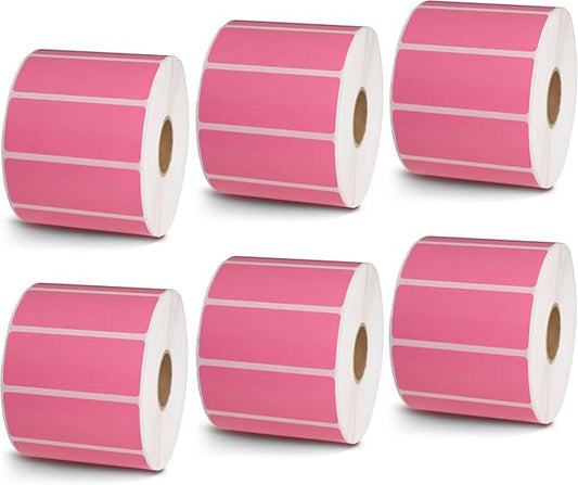 BETCKEY - 2.5" x 1" Multipurpose & Barcode Labels Compatible with Zebra & Rollo Label Printer,Premium Adhesive & Perforated[Pink, 6 Rolls, 8280 Labels]