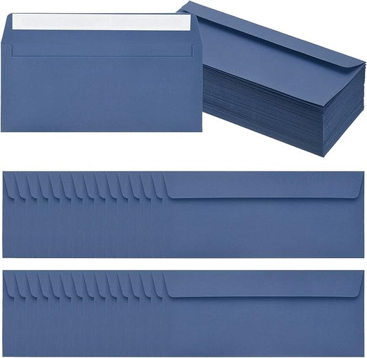 PATIKIL 100 Pack Dark Blue #10 Business Envelopes, Colored Self Seal Letter Size Envelopes for Business Mailing Office Checks Invitation, 4-1/8 x 9-1/2 Inches