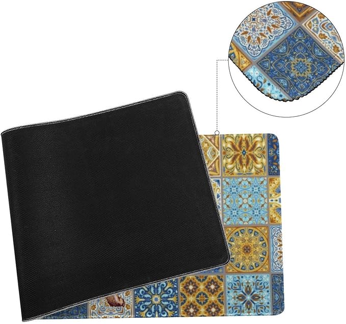 Mexican Tile Tiger Large Mouse Pad, Vintage Aesthetic Gaming Desk Mat, XL Keyboard Desk Pad Mat for Desktop, 31.5"x11.8" Non-Slip Base Big Mousepad with Stitched Edges