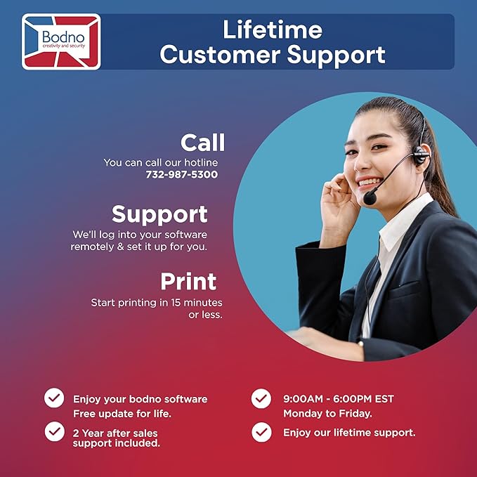 Bodno Seaory S25 Single Sided ID Card Printer & Complete Supplies Package ID Software and Camera - Silver Edition