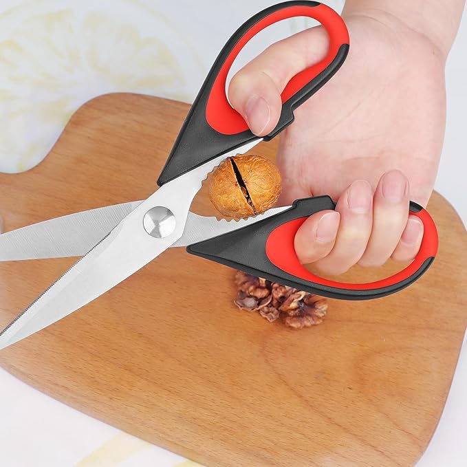 Kitchen Scissors, Stainless Steel Blades, Soft Grip, Multi-Purpose Heavy Duty Kitchen Scissors Set, Black/Grey, 2 Piece Set