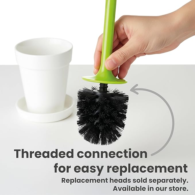 Vigar Flower Power Toilet Brush with Holder Set Toilet Brush with Daisy-shaped Handle, Flowerpot Base with Saucer Durable Bristles for Bathroom, White