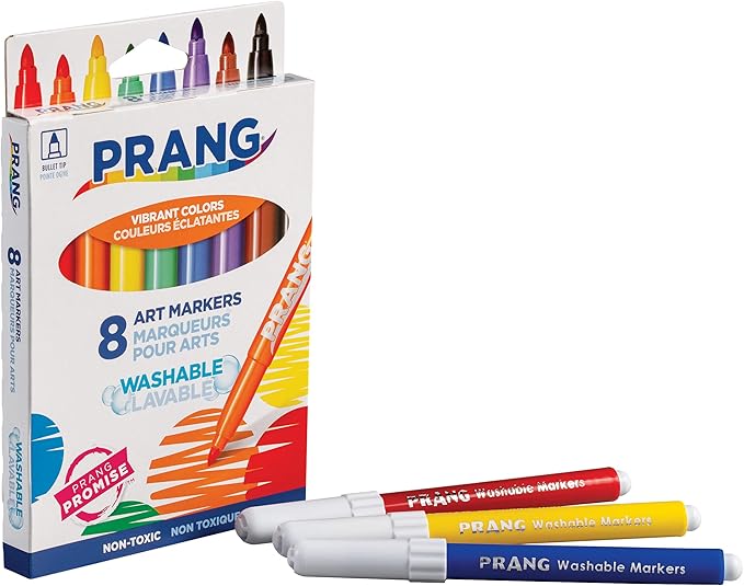 Prang Classic Art Markers, Washable, Bullet Tip, Assorted Colors, 8 Count