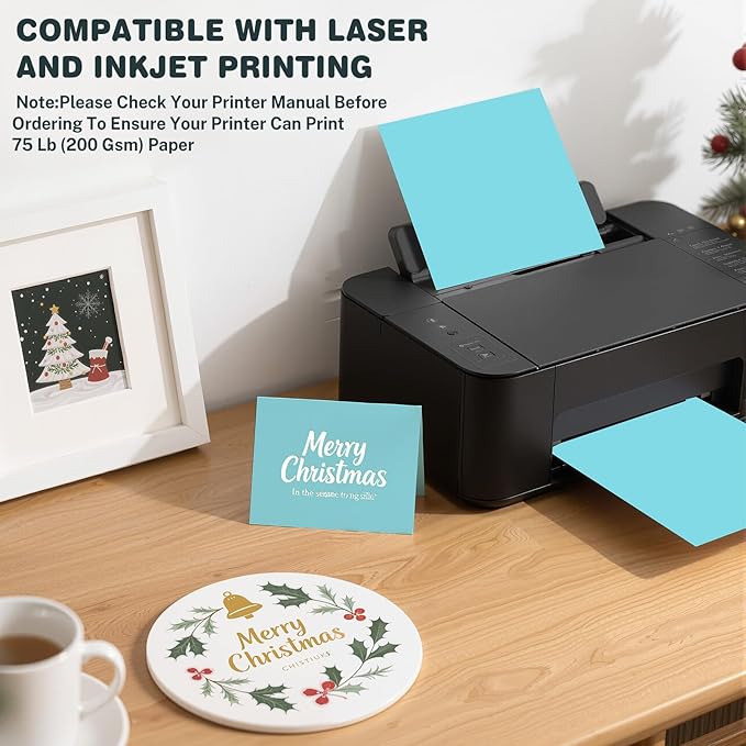 Cardstock 8.5 X 11, 40 Sheets Light Blue Card Stock, 75lb/ 200gsm Copy Paper, Cardstock Printer Paper For Art, Drawing, Invitations, DIY Cards, Watercolor, Craft, Construction, School & Office Supplie