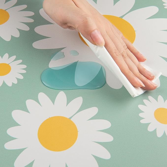 QIYI Large Mouse Pad, Extended Desk Mat for Desktop, PU Leather Waterproof Gaming Mousepad, Computer Desk Accessories Protector Writing Pads for School Office Home 31.5" x 15.7" - Sunny Daisies