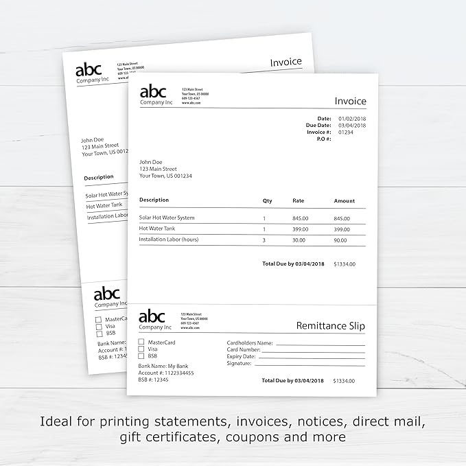 PrintWorks Professional 3" Horizontal Perforated Paper 8.5” x 11” - Perfect For W-2, 1099, & Statement Use - Made in the USA - 500 Sheets - 24 Lb - Printer Compatible - White (04168)