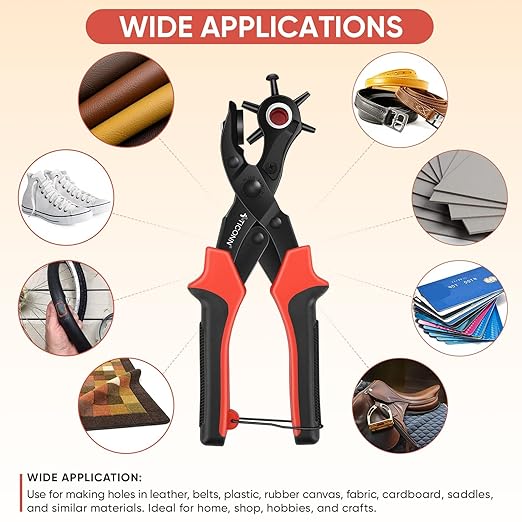 TICONN Leather Hole Punch Tool Set, Heavy Duty Multi-Size Hole Puncher Tool for Belts, Watch Bands, Plastic, Fabric