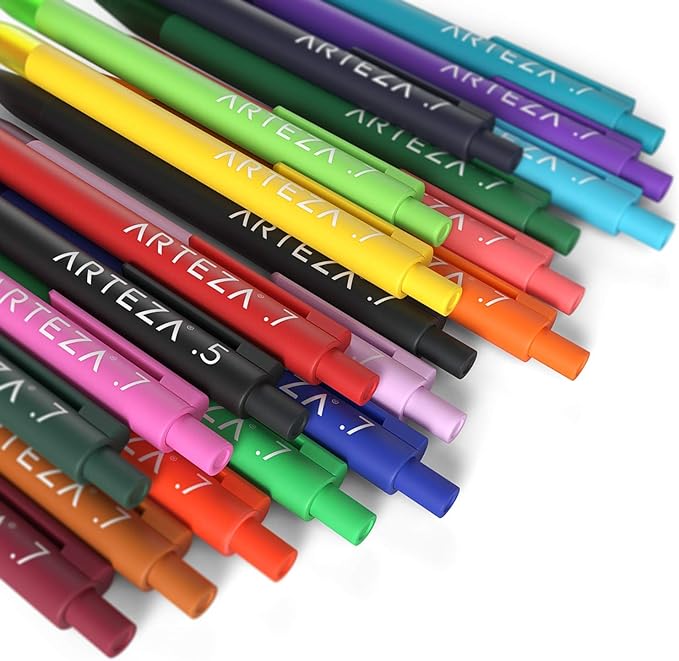 ARTEZA Gel Pens Colored Set of 20, Retractable Pens Assorted Colors for Writing in a Notebook, Journal, Planner