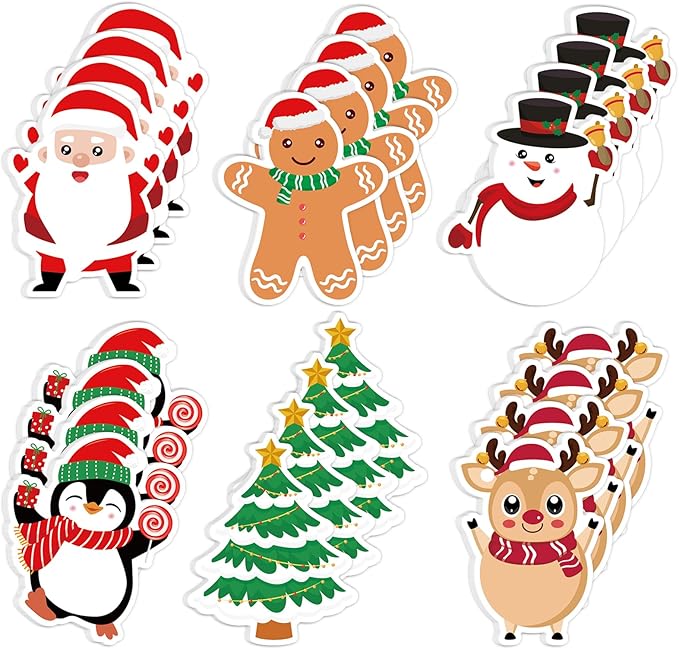 600Pcs Christmas Sticky Notes, Self-Adhesive Christmas Notepads Cute Snowman Gingerbread Man Memo Notes Christmas Characters Notepads for Winter Xmas Party Favor Office Home School Supplies