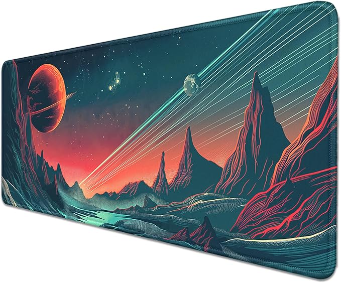 Sci Fi Space Planet Mouse Pad,Extended Mousepad Desk Pad with Stitched Edges,Non-Slip Waterproof Rubber Base Mouse Mat for Office Computer Keyboard Laptop Home(27.5x11.8 in)