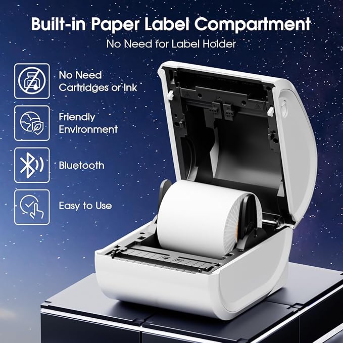 Bluetooth Shipping Label Printer 4x6 - D520BT Bluetooth Thermal Label Printer for Small Business， Shipping Packages, Compatible with USPS, Shopify, Amazon, Tiktok