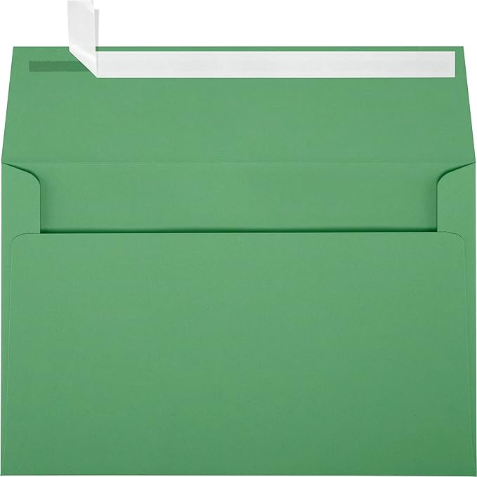 LUXPaper A9 Invitation Envelopes | 5 3/4" x 8 3/4"| Holiday Green | 80lb. Text | 50 Qty