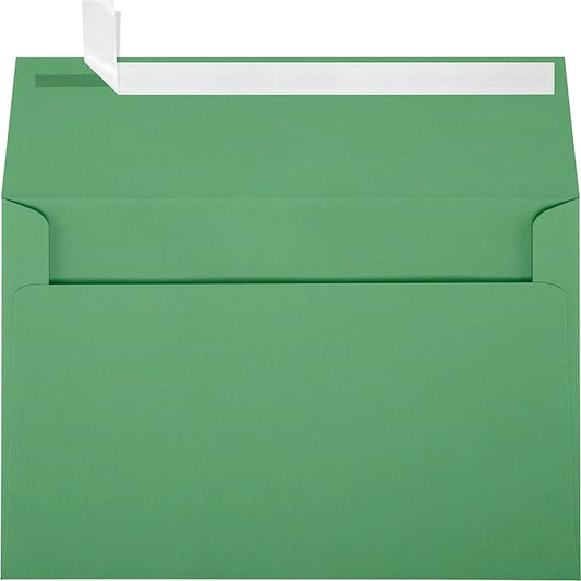 LUXPaper A9 Invitation Envelopes | 5 3/4" x 8 3/4"| Holiday Green | 80lb. Text | 50 Qty