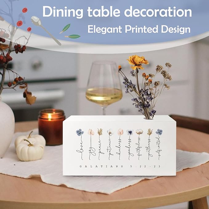 SNNDER Fruit of the Spirit Single Pen Holder for Desk, Religious Christian Gifts for Women, Boho Floral Christian Bible Verses Fountain Pen Holder for Home Office Desk Accessories