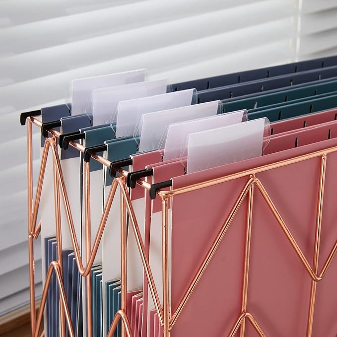 Y YOMA Letter Size - 6 Pack Extra Capacity Hanging File Folders Accordion Decorative Reinforced File Folder Cute Colored Expandable Folder for Office Home with 1/5-Cut Adjustable Tabs, Warm Color