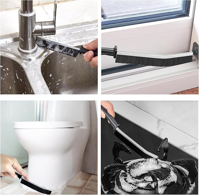 Xemnys Toilet Brush, Deep Cleaner Silicone Toilet Brushes with Long Handle, Toilet Rim Corner Crevice and Tile Grout Groove Gap Cleaning Brush for Home, Bathroom, Shower, Small Spaces