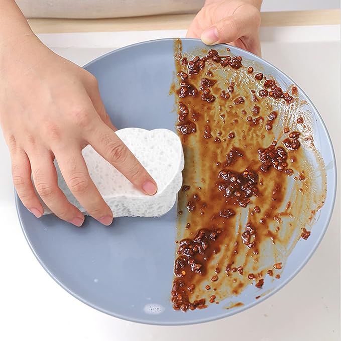 6pcs Premium Heavy-Duty Household Cleaning Sponges Scratch-Free, Multi-Purpose Dish Scrub Sponges Reusable for Home Kitchen Cookware Bathroom, Safe Healthy Scrubbing Sponges Durable