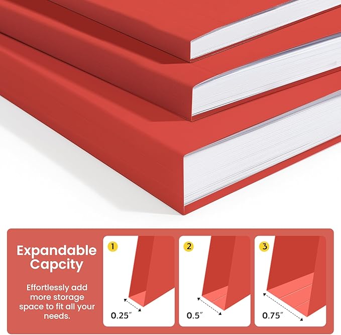 Colored File Folders Letter Size, 60 Pack Red Folders 1/3 Cut Tabs, Assorted Pastel Color Office School Buiness Folders for Filing Organization, Paper File Folder Bulk Set