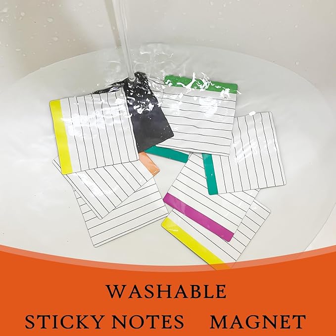 Ruled Lined Small Sticky Notes 3x3,Dry Erase Magnetic Sheets,18 Pieces,Work for Fine Tip Markers,Easy to Post On Fridge or Whiteboard