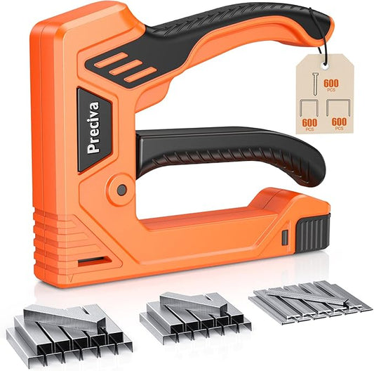 Preciva Heavy Duty Staple Gun for Wood with 1800 PCS Staples, 3 in 1 Manual Stapler Gun for Wood, Crafts, Fabric,Furniture,DIY