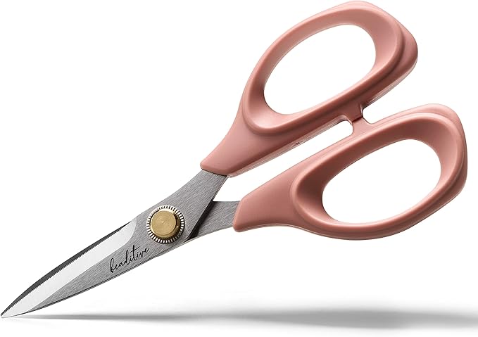 Beaditive Sewing Scissors - 6-Inch Stainless Steel Fabric Scissors - Professional Scissors With Serrated Blade for Cloth Cutting & Quilting - Comfortable Craft Tailor & Dressmaker Shears – Light Coral