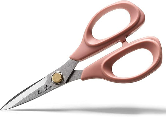 Beaditive Sewing Scissors - 6-Inch Stainless Steel Fabric Scissors - Professional Scissors With Serrated Blade for Cloth Cutting & Quilting - Comfortable Craft Tailor & Dressmaker Shears – Light Coral