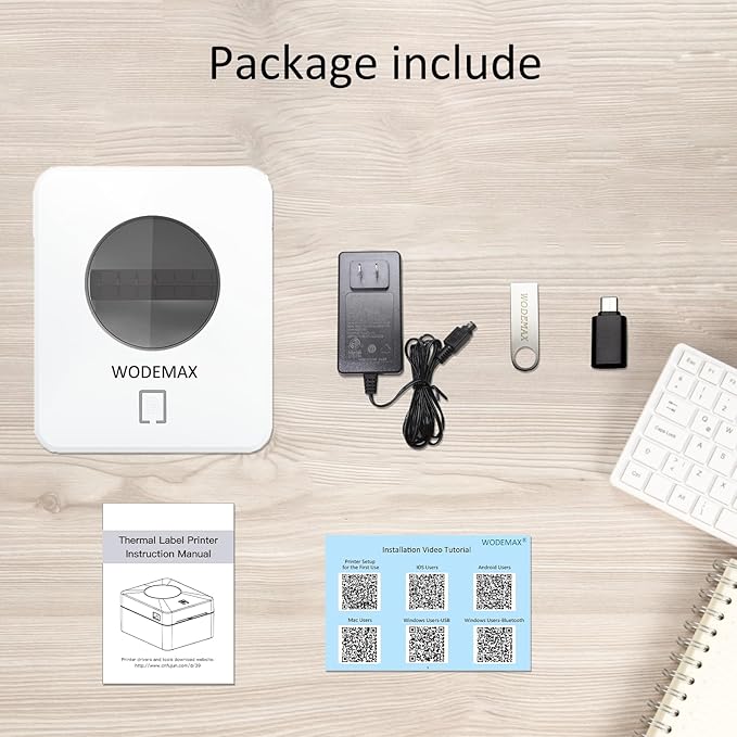 Thermal Shipping Label Printer 4x6 Label Print,Bluetooth Thermal Label Printer, White for Shipping Package, Compatible with iPhone, Android, Amazon, Shopify, UPSP