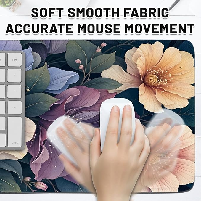 BlueFloral Gaming Mouse Pad, Large Computer Keyboard Mousepad, Flower Mouse Mat Big with Non-Slip Base and Stitched Edges, Birthday Gifts for Women Men, Long Desk Mat for Home Office 11.8”x 31.4” XL