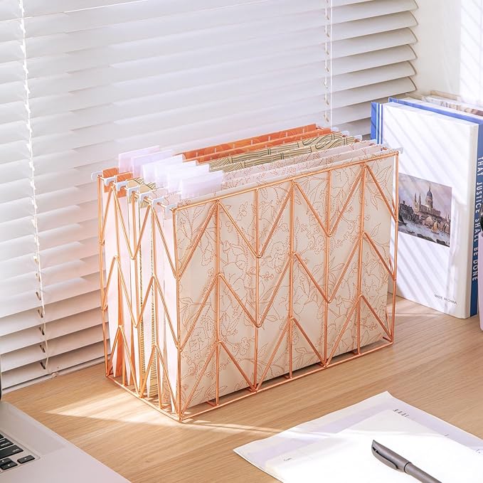 6 Pack Hanging File Folder Letter Size Reinforced Hanging Folders with 1/5-Cut Adjustable Tabs File Folders for Filing Cabinet Organizer for Office Home, Plant Line Design