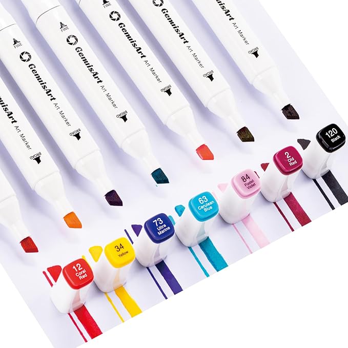 Alcohol Markers, Chisel & Fine Dual Tips,Paint Markers For Coloring, Drawing, Sketching, Card Making and DIY Patinting- Perfect for Adults and Kids (White Barrel, 120)