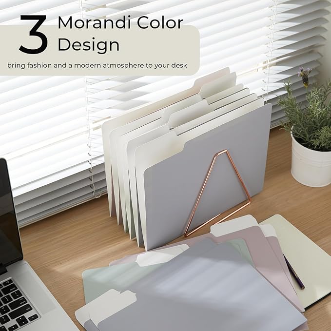 Y YOMA 12 Pack Colored File Folders Letter Size Decorative File Folder with 1/3-Cut Tab Cute Pretty Colored Heavyweight Filing Folder File Organizers for Office School Home Desktop, Morandi Color