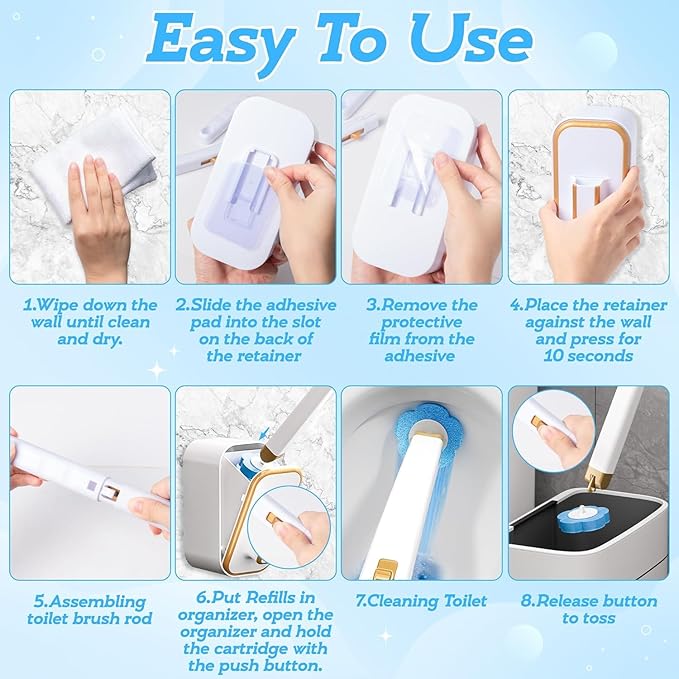 48 PCS Disposable Toilet Bowl Brush Refills, Disposable Toilet Brush Heads, Toilet Wand Disposable Refill Heads, Disposable Replacement Head