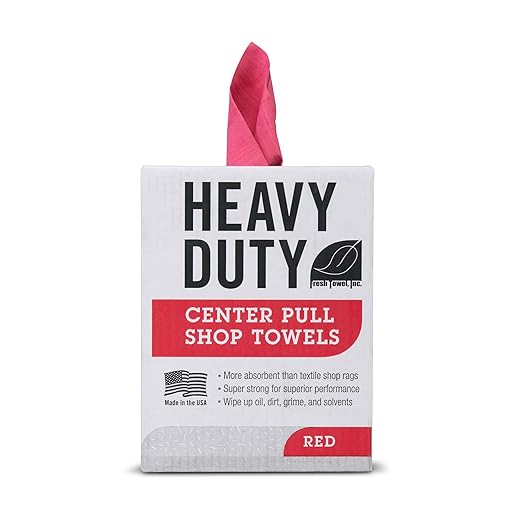Fresh Towel Heavy Duty Center Pull Shop Towel Rags for Cleaning- (1 Box of 160 Sheets) Disposable Cleaning Towels - 9 x 12 inches - FT800 (Red)