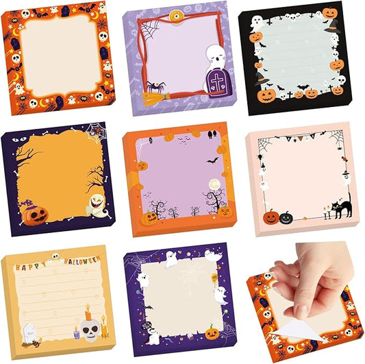 600 Halloween Sticky Notes, Cute Pumpkin Ghost Spider Memo Notes Halloween Note Pads for Trick or Treat Party Favors Home Office School Supplies