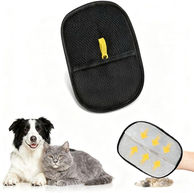 Pet Hair Remover Glove for Dogs & Cats, Reusable Washable Static-Cling Fur Removal Glove for Couch, Clothes, Bedding, Carpet & Car Seat