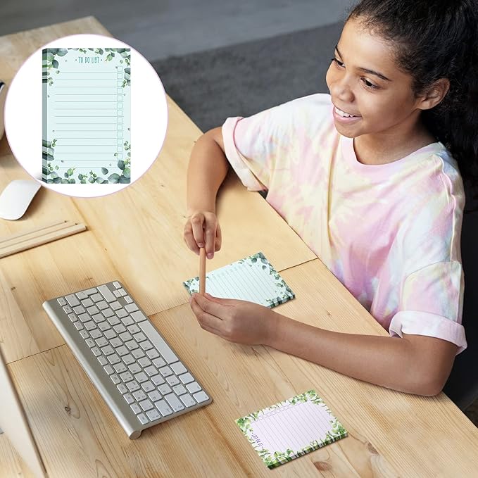 300 Sheets to Do List Notepad Daily Checklist Sticky Notes Cute Undated Memo Pad Color Block to Do Note Pad Weekly Plan Agenda and Organizer Planners for College(Green Leaf Style,3.14 x 5.11 Inch)